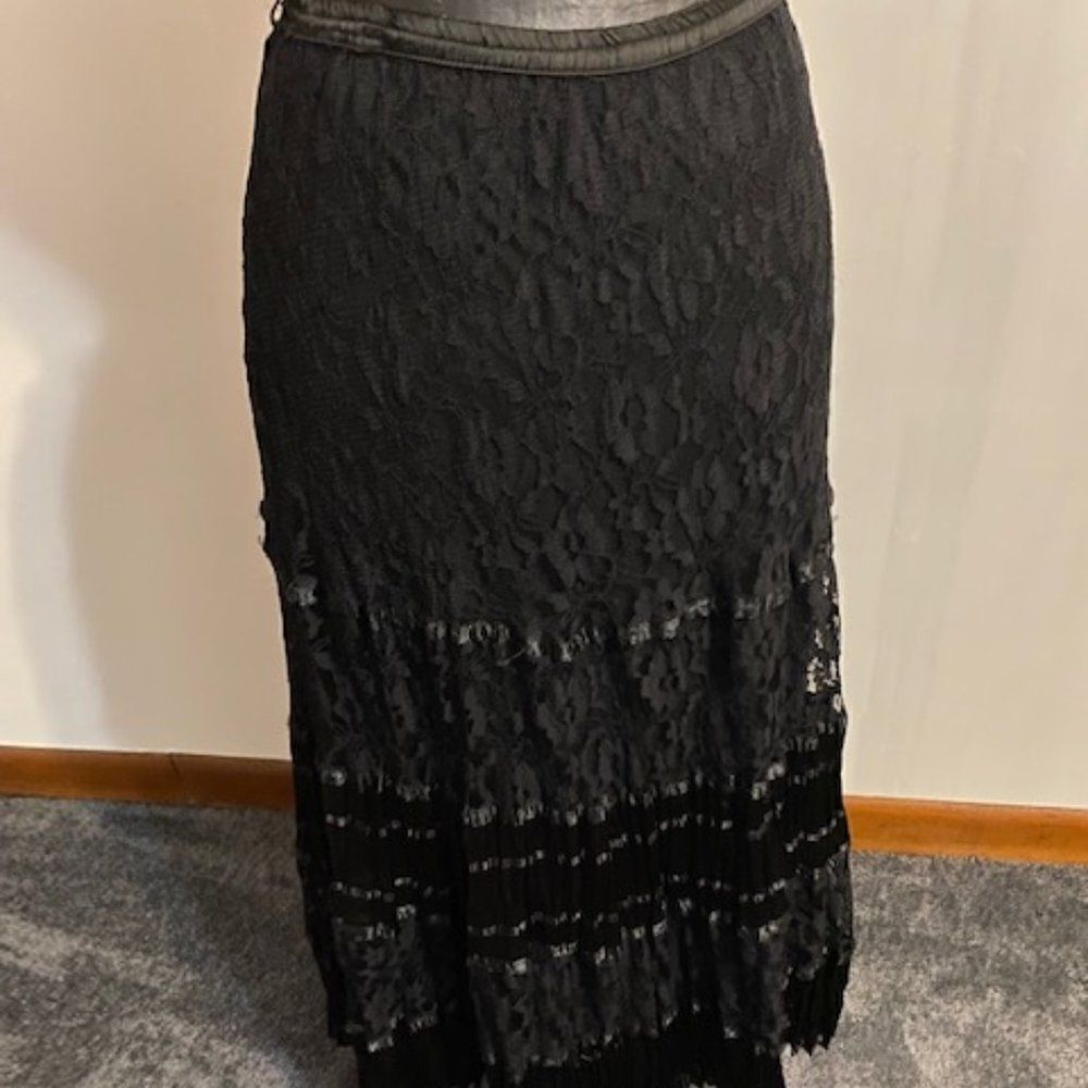 Multiples Black Lace tiered skirt, size S